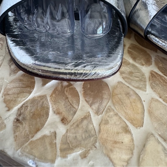 NWT Tory Burch Silver City Heel Ankle Strap All Leather Block Sandals size 11 M - Picture 6 of 13